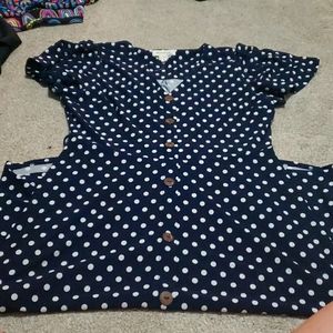 Size large blue and white polka dot dress